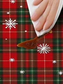 Christmas Red & Green Plaid Snowflake Tablecloth, Holiday Atmosphere Dining Table Decor, Home Rectangular Fabric Table Runner - A - View 8
