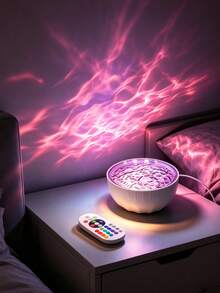 1pc Ocean Wave Projection Night Light, 16 Color RGB Water Ripple ...