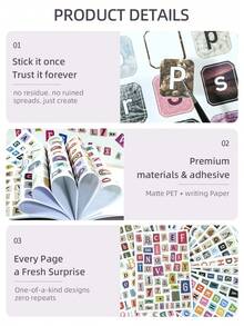 DanSoul 20 Sheets Large Vintage Aesthetic Letter Decorative Stickers Book, Pre-Cut Matte PET Creative Scrapbooking Material For Adults, Suitable For Planner Stationery Office DIY Collage - Planner Stickers - View 7