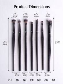7pcs Mini Makeup Brush Set, Concealer, Nose Contour, Eyeshadow, Contour Brushes, Black Premium Long Handle, Full Set Soft Bristles Dense Seamless Blending, Portable Makeup Tools - Black - View 8
