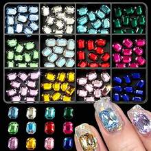 1 Box 120pcs 6*8mm Colorful Nail Art Rhinestones 3D Rectangle Shape Crystal Flatback Rhinestones Gems Glass Stones Diamonds Jewels Nail Art Supplies Charms For Nail Art DIY Decorations - TQ95 - View 7