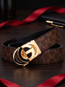 Men's Casual Automatic Buckle Belt, Fashionable Belt, Men's Classic Daily Belt Accessories, Regular Wear And Simple Styling Clothing. - Multicolor - View 5