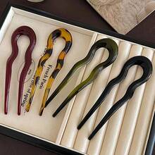 3/2/1pc Women's Curved U-Shaped Hair Fork Hairpin, Elegant Wavy Hair Stick, Fashionable Hairstyle Styling Tool, Suitable For Daily Hairstyle Fixing - Multicolor - View 5