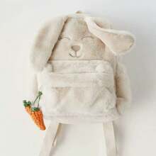 Mochila personalizada bordada con conejo lindo, mochila casual de conejo suave con orejas largas, Charm de zanahoria de ganchillo y bolsillo con cremallera frontal, adecuada para uso diario - Multicolor - Ver 6