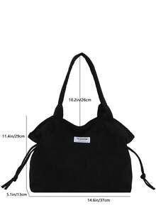 New Large Capacity Women's Shoulder Bag, Versatile Commuter Corduroy Tote Bag - Black - View 4