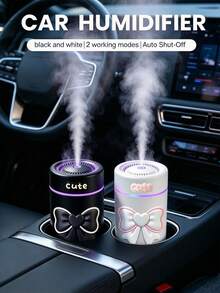 icesugarcat 1 máy tạo ẩm ô tô yên tĩnh 280ml và máy khuếch tán tinh dầu ô tô, trang trí DIY, 2 chế độ hoạt động, tùy chọn đen và trắng, đèn môi trường nhiều màu, nhỏ gọn và di động, dùng nguồn USB [yêu cầu cắm điện], có thể thêm tinh dầu, phù hợp cho ô tô, văn phòng, phòng ngủ, phòng lớn, máy tạo ẩm để bàn tại nhà, phụ kiện ô tô và máy khuếch tán tinh dầu ô tô - Hình trụ - Xem 2