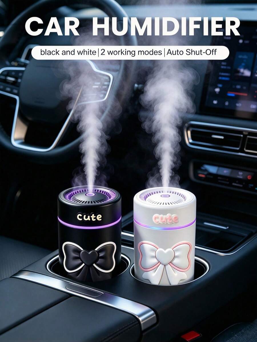 icesugarcat 1 máy tạo ẩm ô tô yên tĩnh 280ml và máy khuếch tán tinh dầu ô tô, trang trí DIY, 2 chế độ hoạt động, tùy chọn đen và trắng, đèn môi trường nhiều màu, nhỏ gọn và di động, dùng nguồn USB [yêu cầu cắm điện], có thể thêm tinh dầu, phù hợp cho ô tô, văn phòng, phòng ngủ, phòng lớn, máy tạo ẩm để bàn tại nhà, phụ kiện ô tô và máy khuếch tán tinh dầu ô tô