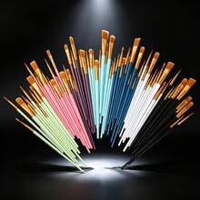 10-Piece Professional Brush Set, 7 Colors Available, Nylon Bristles, Ideal For Acrylic, Watercolor, Oil Painting, Beginner & Pro Artists - Multiple Styles - View 1