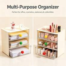 Lifevilion Stackable Desktop Drawer Organizer, Clear Plastic Storage Bins With Top Shelf For Office & Cosmetics - View 6