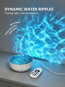 1pc Ocean Wave Projection Night Light, 16 Color RGB Water Ripple ...
