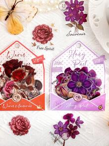 1 Pack 20pcs Vintage Floral Leaf Label PET Stickers, Scrapbook DIY Collage Decoration, Scrapbook Material, Planner - Four Seasons - View 9