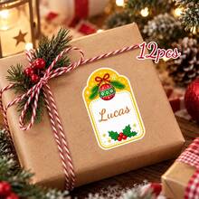 12/25/50 st personliga anpassade julklappsetiketter med namn, utskurna självhäftande julklappsetiketter, assorterade söta högtidsdesignade klistermärken för presentinslagning, julklapp - Multifärgad - Visa 15