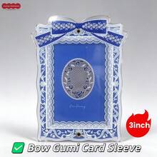 New Lace Bow Acrylic Card Holder, 3-Inch Photo Card Storage, Suitable For Idol Fans And Students, Can Display And Collect Cards, Birthday And Holiday Gift, Home Desktop Decoration, Portable Storage And Protection For Photo Cards - A - View 2