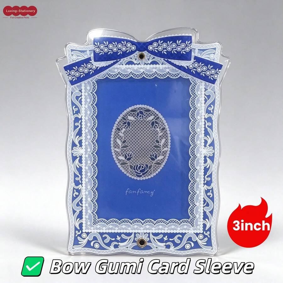 New Lace Bow Acrylic Card Holder, 3-Inch Photo Card Storage, Suitable For Idol Fans And Students, Can Display And Collect Cards, Birthday And Holiday Gift, Home Desktop Decoration, Portable Storage And Protection For Photo Cards