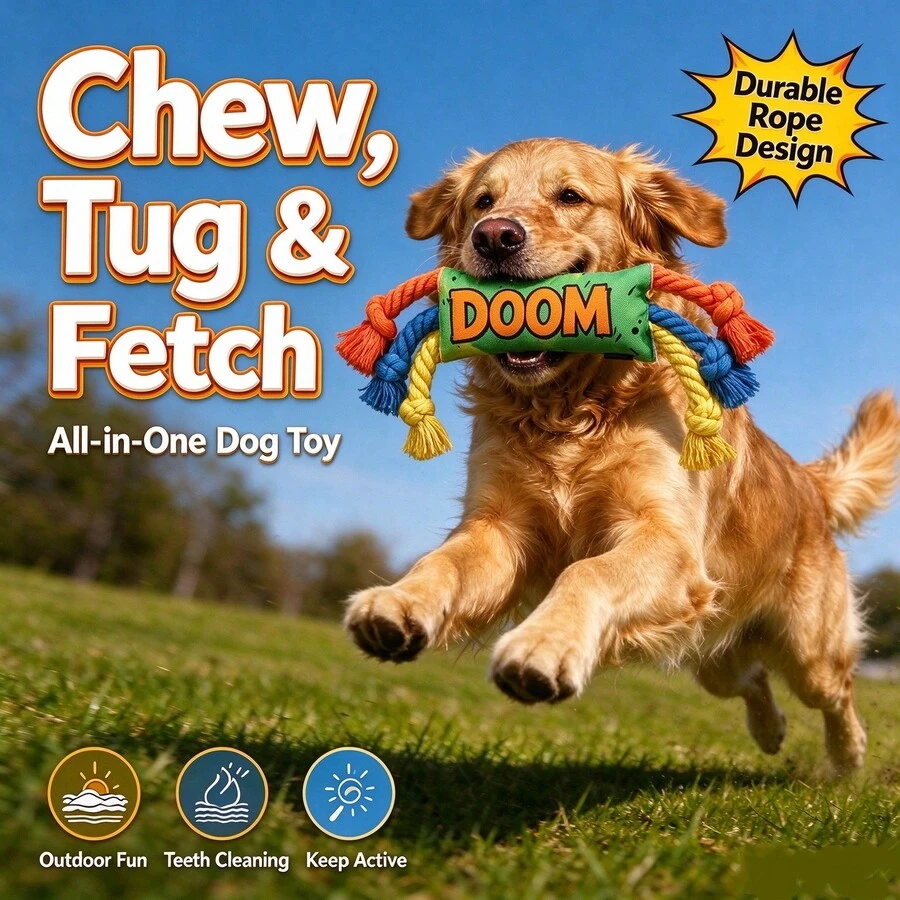 Multifunctional Pet Squeaky Toy, Dog Teething Training Rope Knot, Cat Self-Entertainment Chewing Toy, Durable And Dirt-Resistant