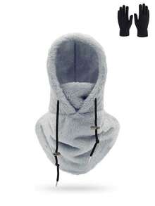 1pc/2pcs Unisex Warm Windproof Winter Hat, Outdoor Fleece Hat, Windproof Drawstring Hat, Windproof Head Cover, Suitable For Mountain Biking, Motorcycle Face Mask Hat, Integrated Cold-Proof Scarf Hat, Essential For Motorcycle Riding - Style 1 - View 18