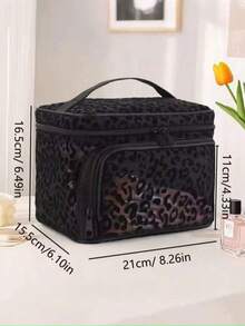 1pc Minimalist Fashion Mesh Transparent Portable Large Capacity Makeup Tool Storage Bag, Suitable For Travel, Vacation, Home, Gift For Mom And Friends - Black - View 5