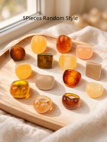 5/8 Pcs Vintage Chunky Resin Ring Set For Women, Retro Amber Marble Pattern Wide Band Geometric Stackable Finger Rings Daily Party Jewelry Gift - Vintage Irregular Resin Ring - View 12