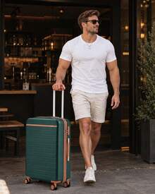 Suitcase Cabin Size Carry On 20 24 28 Inch 3 Piece Set Hard Shell Lightweight Spinner Wheels Combination Lock Telescopic Handle Travel Luggage - Dark Green - View 12