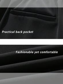 Men's Long Pants, Elastic Waist Casual Trousers, Loose Fit Solid Color Bottoms, Suitable For Daily Outings, Office Commute, Weekend Gatherings, City Street Strolling, Dating, Travel Vacation, Campus Wear, Classic Long Pants With Back Pockets - Black - View 5