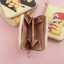 Zipper Wallet, Soft PU Leather Material, Cute Anime Cartoon Style, Multiple Character Print, Yellow Square Shape - Multicolor - View 4