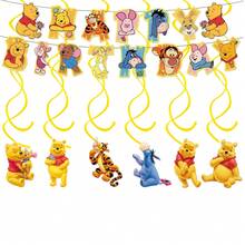 Disney Cartoon Winnie The Pooh Theme Birthday Party Decorations, Happy Birthday Party Banner, Party Tablecloth, Spiral Hanging Decorations, Birthday Scene Decor Supplies - Multicolor - View 13