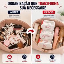 Kit de higiene pessoal Porta Curativos Compacto Estojo de Cotonetes Compacto Porta Fio Dental Compacto - Vermelho - Visão 3