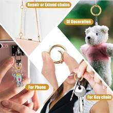 25/20/10/1pc 1.26 Inch (32mm) Spring Loaded O-Ring, Metal Key Ring And Round Clip, Suitable For Replacing Wallet Rings, Key Rings, Key Lanyards, Car Keychains, Pet Collars, Handmade Jewelry - Multicolor - View 6