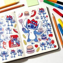 50pcs Stitch Adhesive Decorative Stickers, Convenient Packaging, Rich And Diverse Cute Patterns, Waterproof, Scratch-Resistant, Wear-Resistant. Suitable For Tumblers, Phone Cases, Helmets, Stationery, Storage Boxes, DIY Modification Of Various Items - Multicolor - View 4