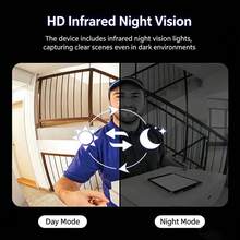 Chuông cửa video không dây thông minh có camera, WiFi 2.4G, nhìn đêm, đàm thoại hai chiều, phát hiện chuyển động, cảnh báo tức thì, lưu trữ đám mây, chuông cửa an ninh trong nhà/ngoài trời - Xem 6