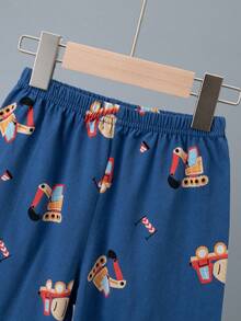 6 Sets Send 1 Set Random Boys Short Sleeve Shorts Set Pajamas Cartoon Print Casual Home Wear All-Over Print Set - Multicolor - View 5