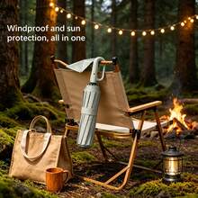 3 Pieces Umbrella Set (Includes 1 Automatic Folding Umbrella With Ring Clip + 2 Hooks), Ring Clip Design, Portable Hands-Free Automatic Folding Umbrella, Thickened And Reinforced Windproof Umbrella Ribs And Canopy, Ergonomic Non-Slip Plastic Handle, 2 Colors Available - Multicolor - View 4