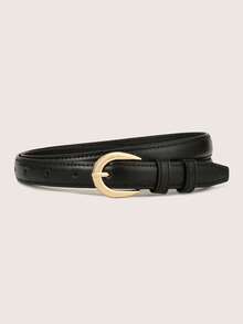 3pcs Plus Size PU Leather Belt Set With Gold-Tone Alloy Buckle, Classic Beveled Edge, Versatile Women's Belt For All Seasons - 1.8cm Wide Flat Buckle With Beveled Edge - View 32