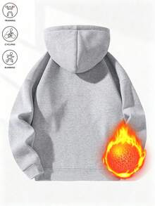 Men's Solid Color Half-Zip Sweatshirt, Loose Fit Drop Shoulder Long Sleeve Pullover, Running Fitness Cycling Sports Casual Daily Versatile Sweatshirt, Autumn/Winter - Light Grey - View 3