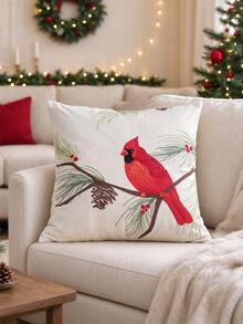 LCUHPCL Christmas Style American Red Bird 3D Embroidered Pillow Case, 1pc And 2pcs, Home Decor For Sofa, Living Room, Bedroom, Party And Other Environments - Multicolor - View 10