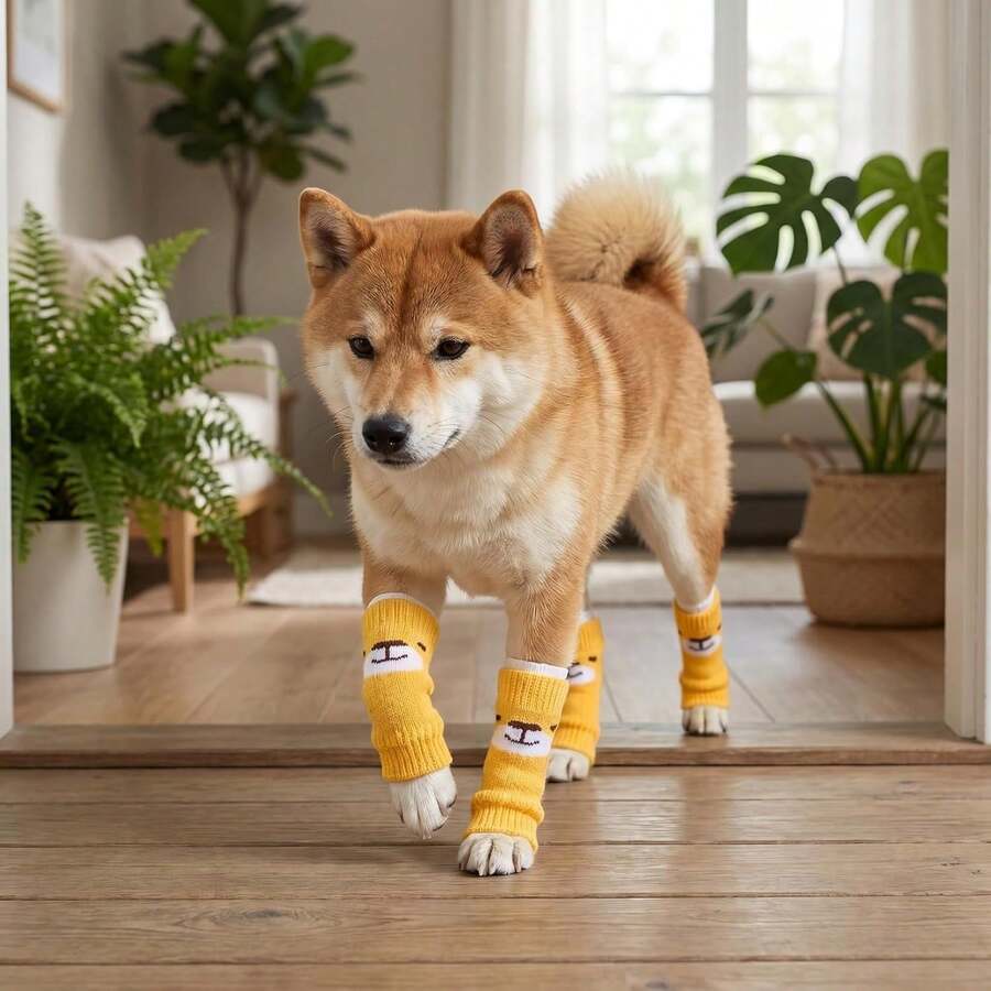 4pcs Pet Dog Elbow & Hock Joint Sleeves - Elastic Knitted Warm Sleeves, Suitable For Small To Extra Large Dogs