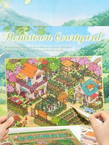 Cozy Hometown Courtyard Diorama Stickers, 3D Isometric Miniature Scene Stickers For Adults, Cottagecore Countryside Farmhouse Garden Sticker Therapy, DIY Junk Journal Scrapbooking Supplies, Fall Autumn Gift, Halloween Thanksgiving Christmas Gift - A - View 12