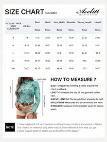 Acelitt Women's Western Print Long Sleeve Top, Made Of Semi-Transparent Mesh Knit Fabric, Stand Collar Design, Suitable For Spring And Autumn Vacation - Multicolor - View 4