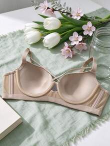 Seamless Floating Cup Bra For Women, Large Bust Minimizing, Push-Up, Side-Boob Smoothing, Thin Sexy Bra - Brown - View 7