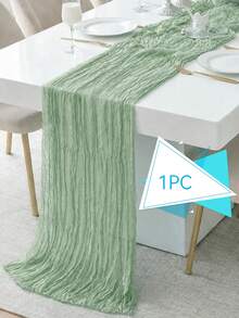 10 Pcs Sage Green Table Runner Bohemian Country-Style Table Runner, Suitable For Weddings, Baby Baptism Parties And Holiday Decorations - Sage Green - View 21