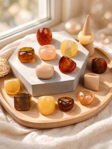 5/8 Pcs Vintage Chunky Resin Ring Set For Women, Retro Amber Marble Pattern Wide Band Geometric Stackable Finger Rings Daily Party Jewelry Gift - Vintage Irregular Resin Ring - View 8