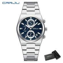 CRRJU Men Watch Fashion Quartz Chronograph Luminous Dial With Date Clock Stainless Steel Wristwatch - Multicolor - View 15