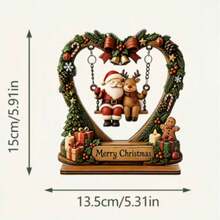 Wooden Santa Claus Swing Shaped Holiday Decoration 2D Wooden Desktop Ornament Creative Bookshelf Atmosphere Decor - A - View 8