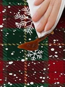 Taplak Meja Motif Salju Kotak-kotak Merah & Hijau Natal, Penutup Meja Kain Tahan Lama, Penggunaan Dalam & Luar Ruangan, Dekorasi Meja Pesta & Acara Liburan - B - View 9