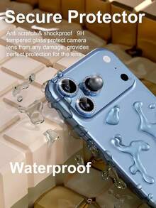 3Pcs Compatible With Iphone 18 Pro/18 Pro Max Camera Lens Protector Ultra HD, Bling 9H Tempered Glass Camera Cover Screen Protector Metal Ring Decoration Accessories (Diamond-Blue) - Blue - View 2