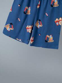 6 Sets Send 1 Set Random Boys Short Sleeve Shorts Set Pajamas Cartoon Print Casual Home Wear All-Over Print Set - Multicolor - View 4