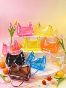 Tas Bulan Sabit Warna Permen yang Modis, Tersedia Berbagai Warna, Tas Selempang Satu Bahu, Sempurna untuk Aktivitas Luar Ruangan, Bermain, Bepergian, dll., Hadiah Ideal untuk Remaja. - MultiWarna - View 1