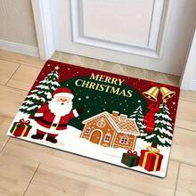 Christmas New Best Seller - Daily Decoration - Holiday Decoration - Christmas - Santa Claus Gingerbread House Doormat - Small Rug - Soft Flannel 900g/M², Machine Washable, Durable, Stain-Resistant, Quick-Drying, Suitable For Indoor Doormat, Outdoor Doormat, Home Decor, Room Decor, Bedroom Rug, Living Room Rug, Kitchen Rug, Holiday Atmosphere Setup, Area Rug, All Season Use - Multicolor - View 1