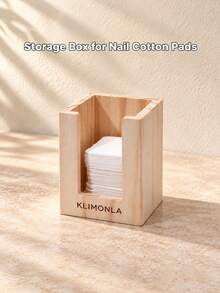klimonla 1pc Wooden Nail Wipe Dispenser, Cotton Pad Holder For Manicure Salon, Desktop Cotton Pads Storage Organizer, Large Capacity Easy Access Nail Art Tool Container - Multicolor - View 8
