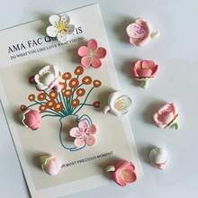 12pcs Pink, White Sakura Flower Refrigerator Magnets, Cute Floral Fridge Stickers, Whiteboard Magnets, Decorative Refrigerator Magnets, Suitable For Office, Kitchen, Home Decor, Room Decor, Birthday Gift, Christmas Gift - Multicolor - View 1